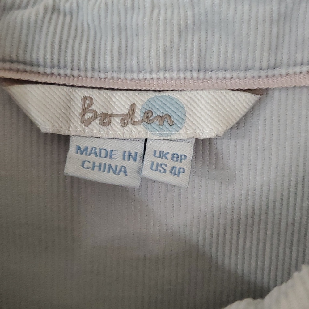 Boden Day Dress Size 4 Petite Light Grey Micro Cordoroy Collared - Picture 6 of 15